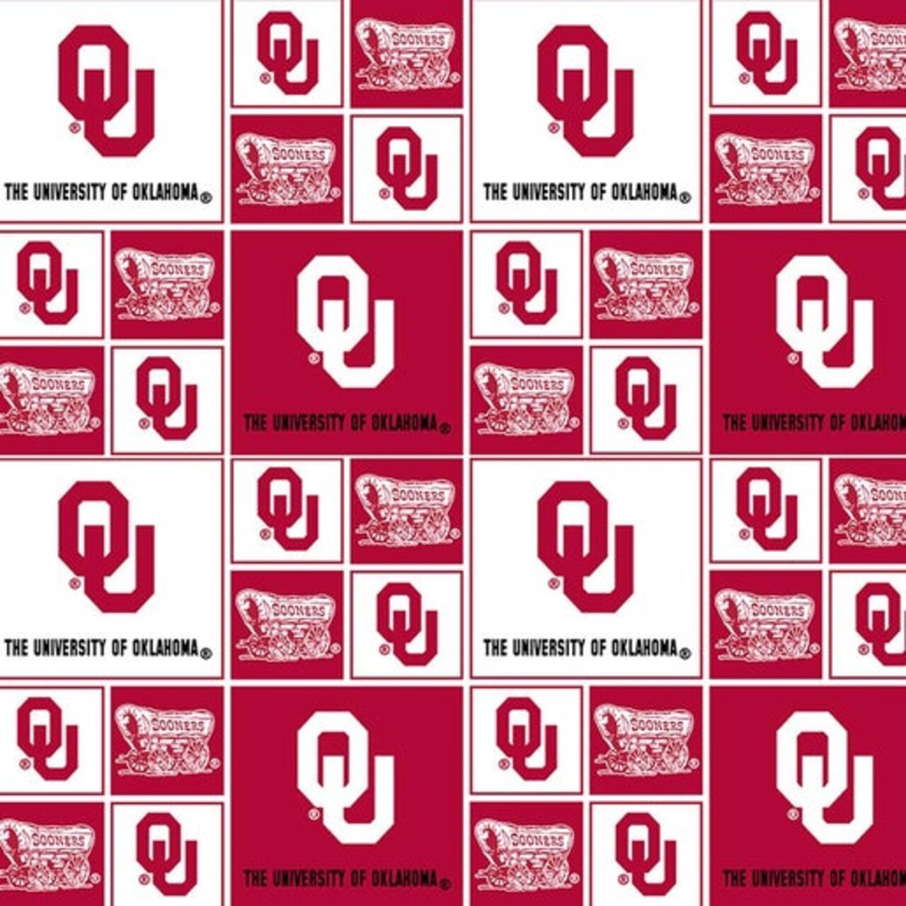Licensed NCAA University of Oklahoma All Over OU-020 Cotton Fabric by the Yard